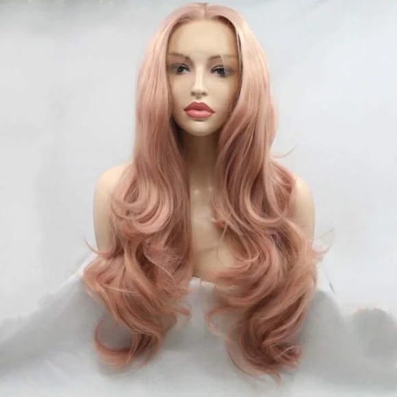- ✨24” PINKROSE GOLD BODY WAVY LACE FRONT WIG💫 *NWT*